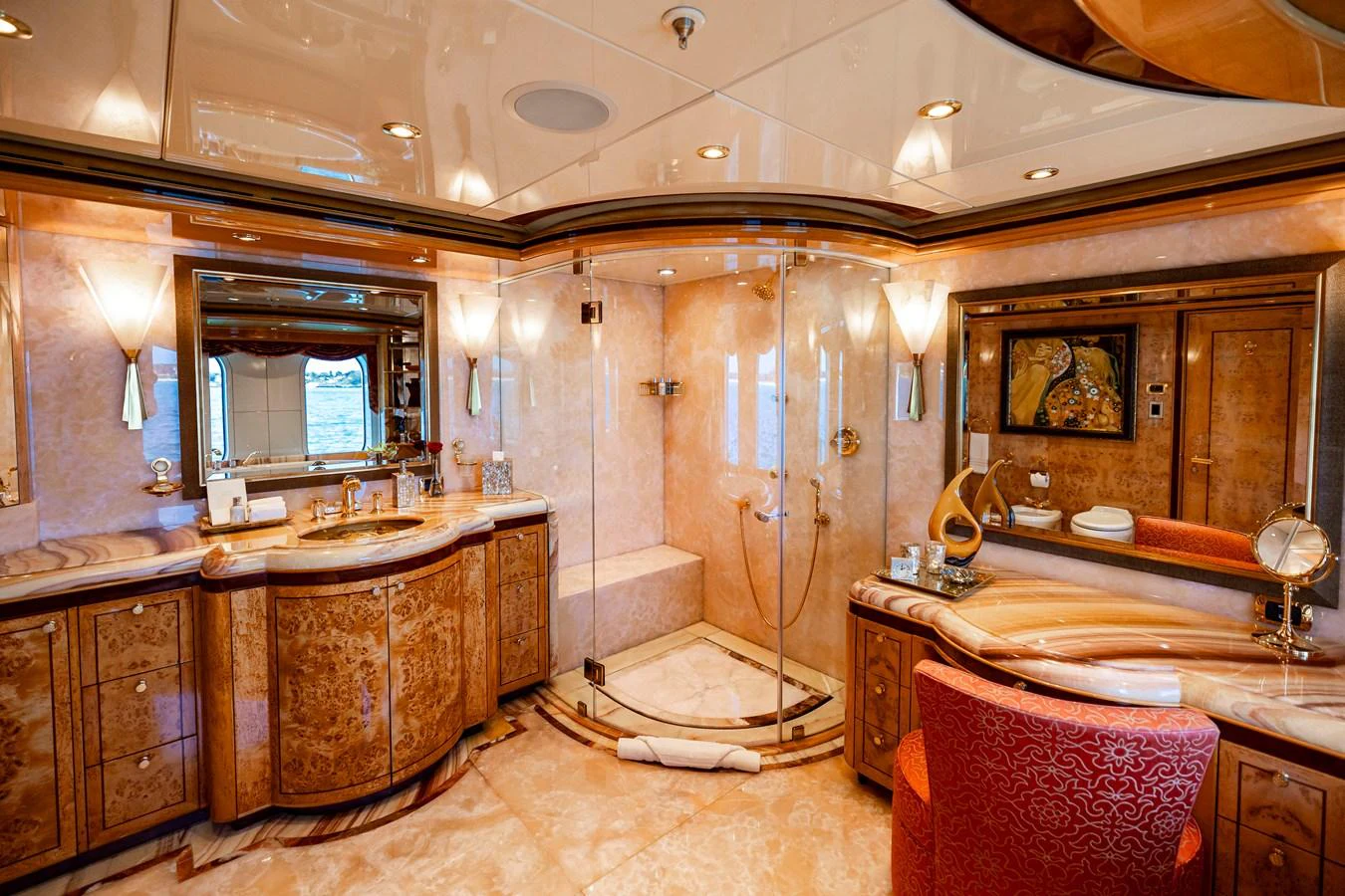 a bathroom with a large shower aboard ELIS ET MAR Yacht for Sale
