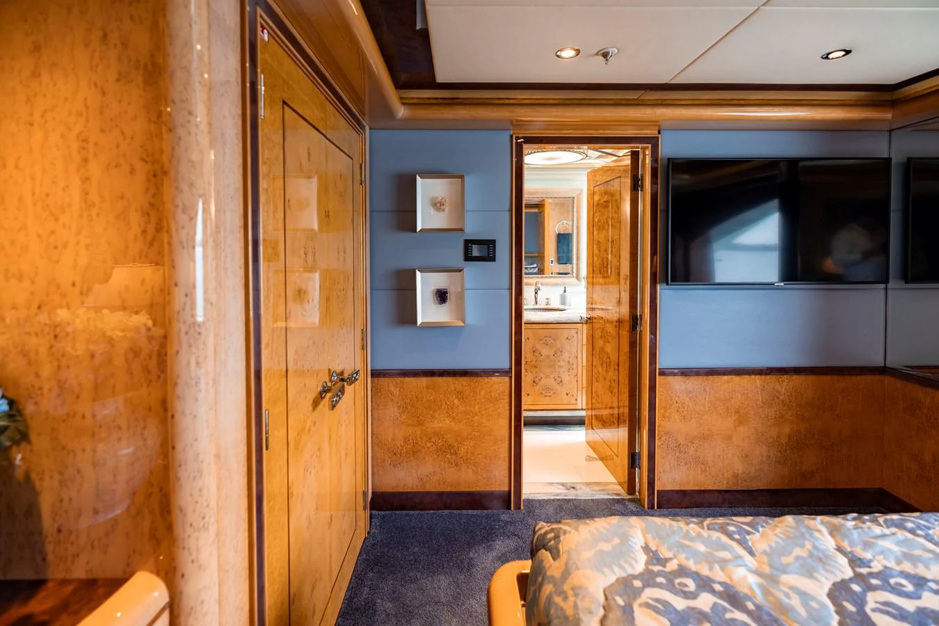 a room with a bed and a closet aboard ELIS ET MAR Yacht for Sale