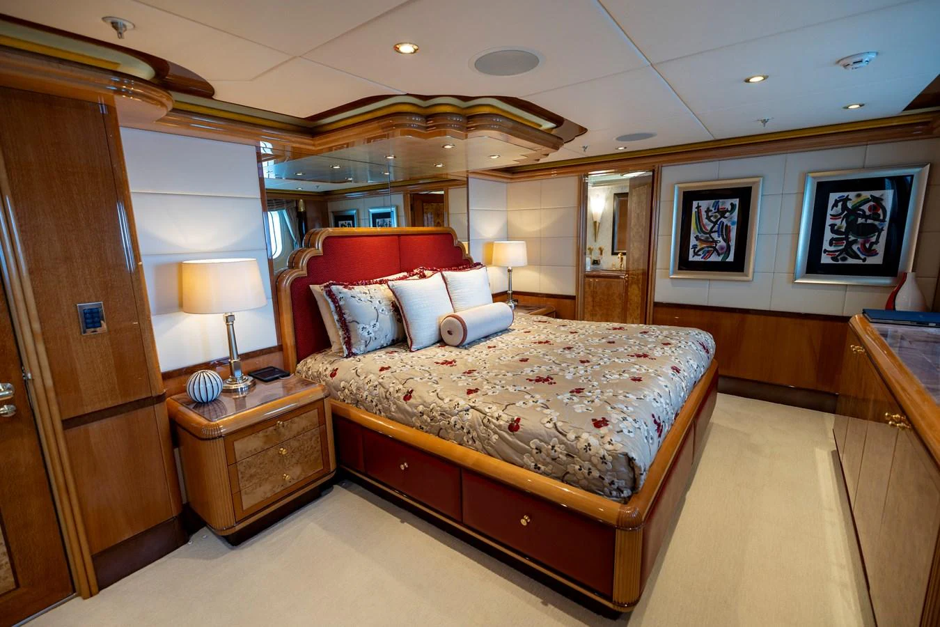 a large bedroom with a bed aboard ELIS ET MAR Yacht for Sale