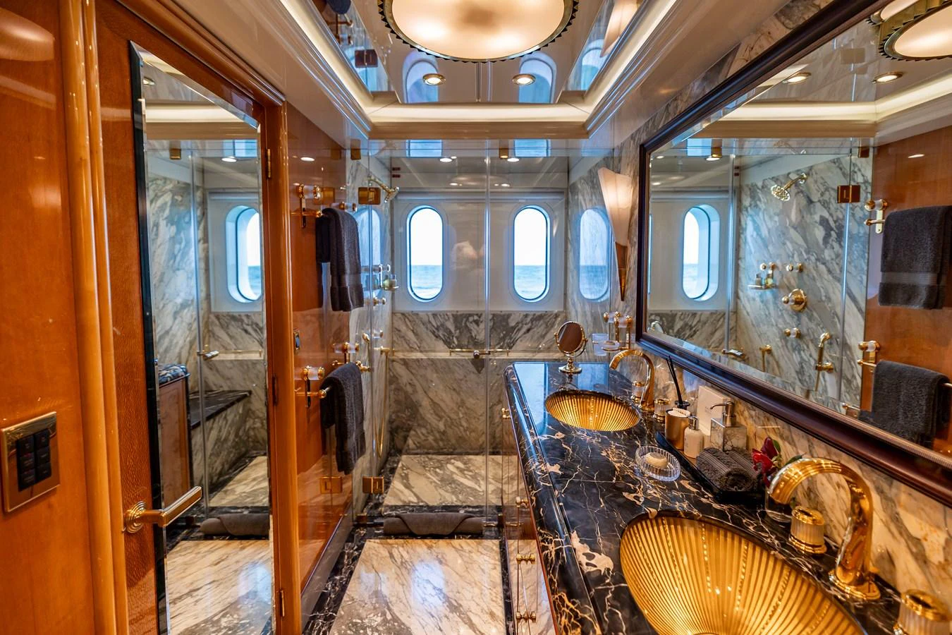 a room with a large metal tub aboard ELIS ET MAR Yacht for Sale