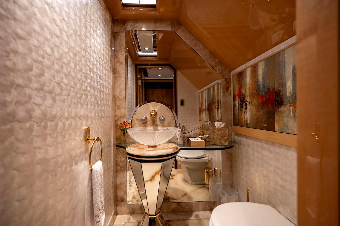 a bathroom with a sink and toilet aboard ELIS ET MAR Yacht for Sale