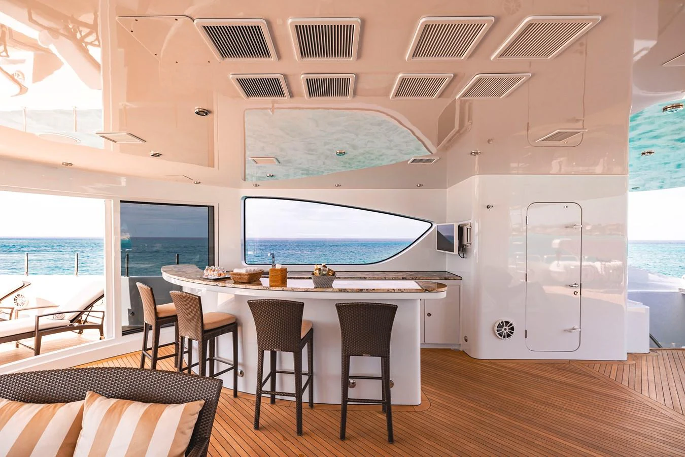 a room with a table and chairs aboard ELIS ET MAR Yacht for Sale