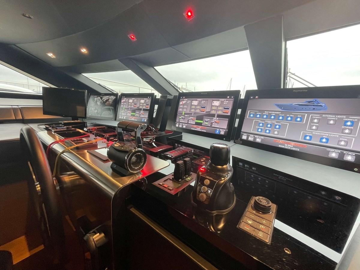 a control panel of a control room aboard REINE D'AZUR Yacht for Sale