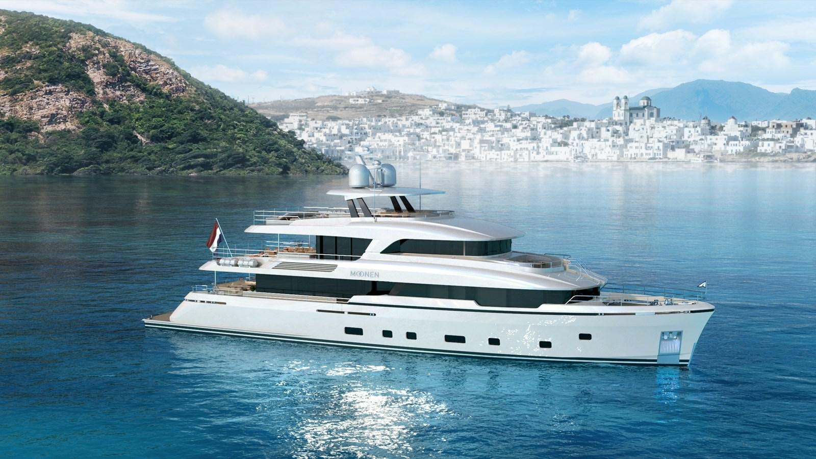 a white yacht on the water aboard MOONEN 122 MARTINIQUE Yacht for Sale
