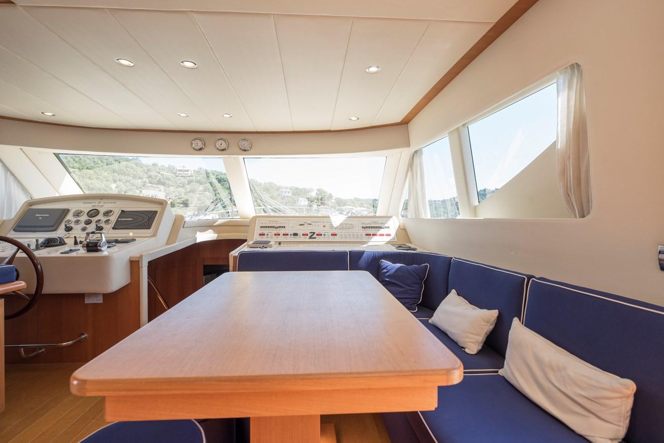 a room with a table and a bed aboard ITACATOO Yacht for Sale
