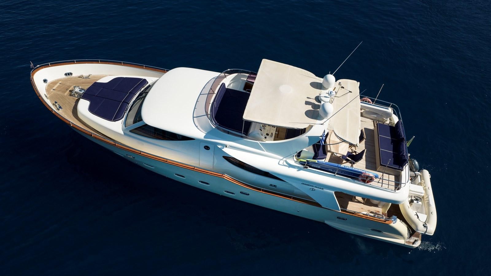 a white boat in the water aboard ITACATOO Yacht for Sale