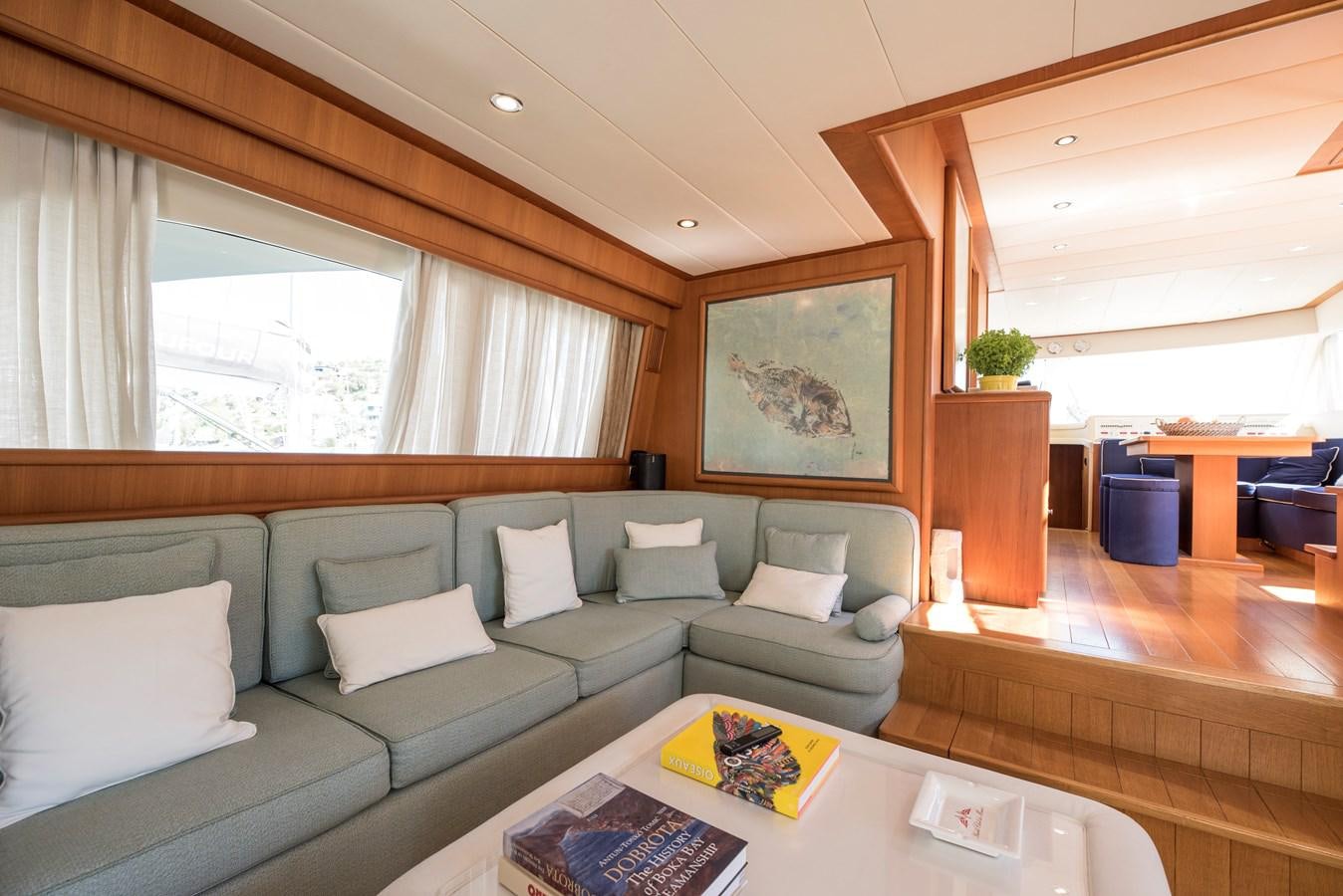 a living room with a couch and a table aboard ITACATOO Yacht for Sale