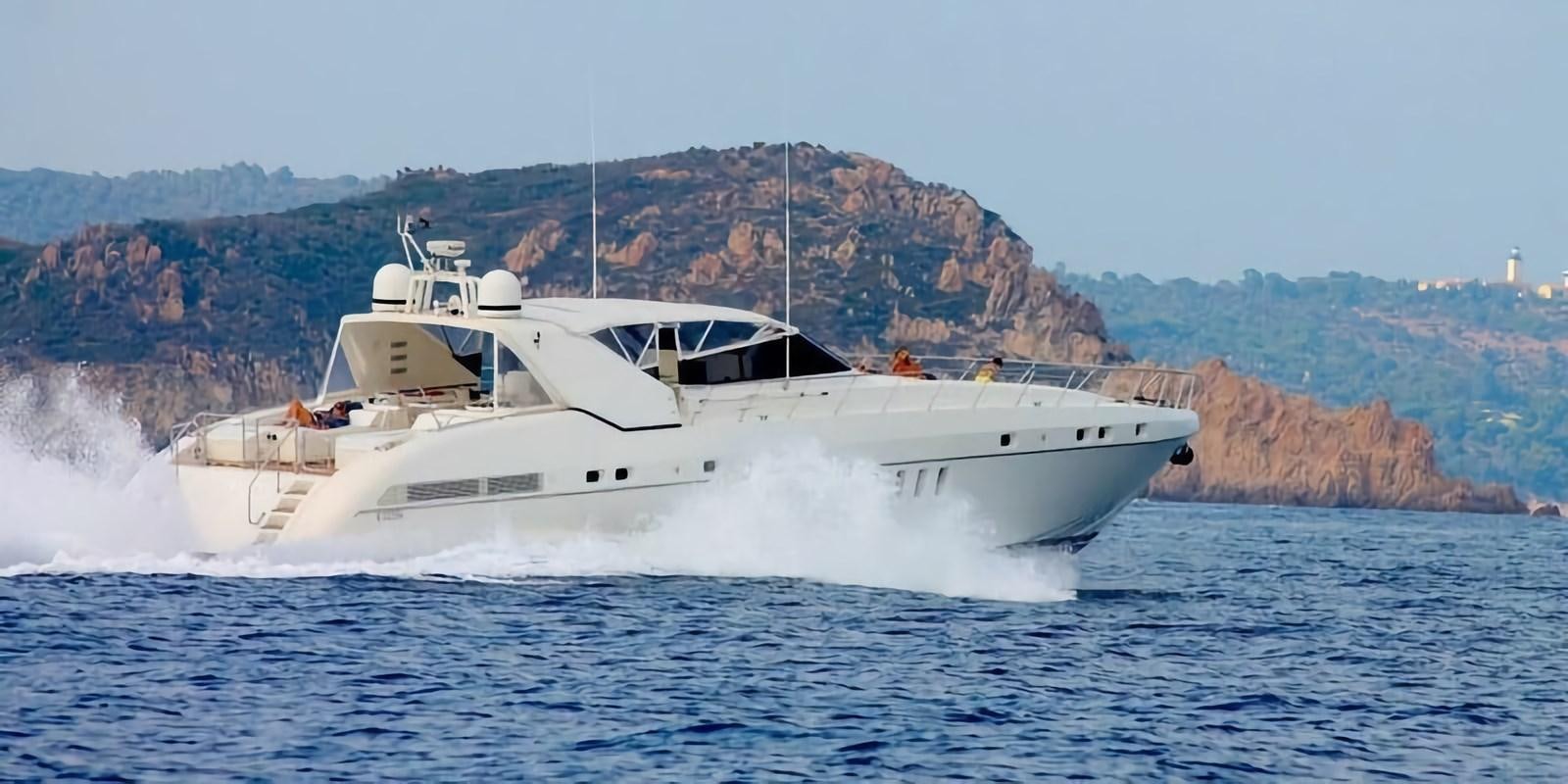 a white yacht on the water aboard EL VIP ONE Yacht for Sale