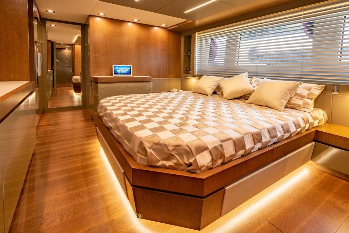 a bed in a room aboard BACCARAT Yacht for Sale
