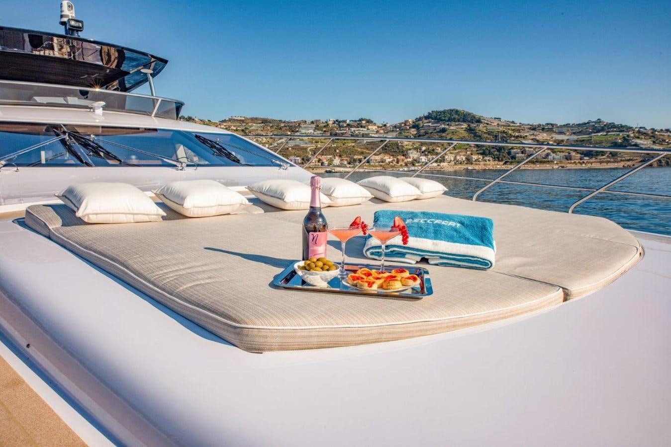 a boat with food on it aboard BACCARAT Yacht for Sale