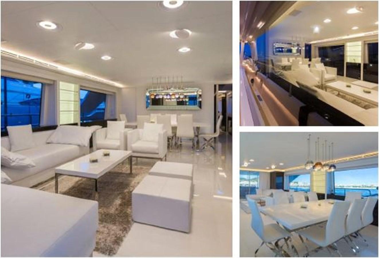 a modern looking living room aboard GALA Yacht for Sale