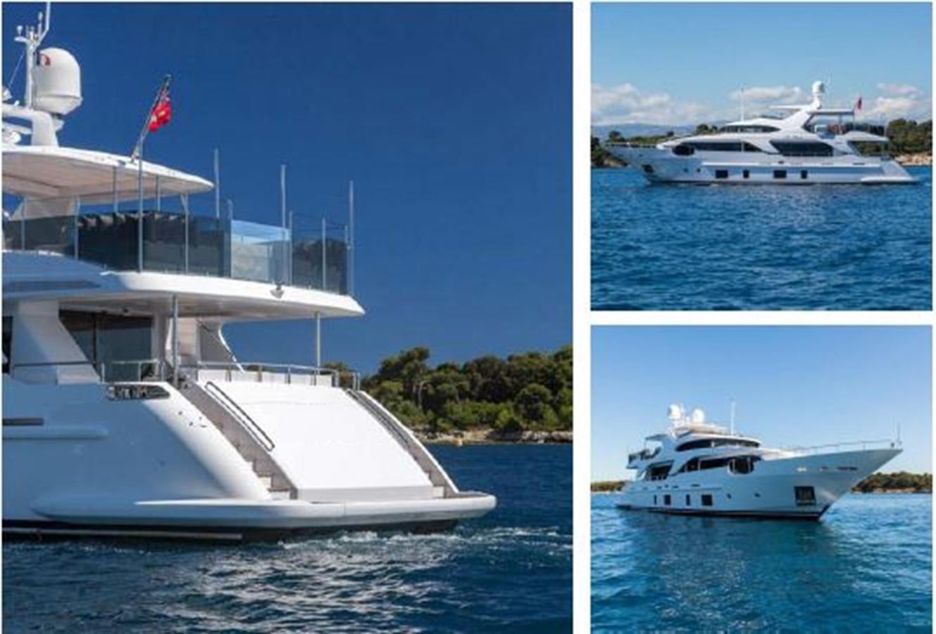 a collage of a boat and a boat in the water aboard GALA Yacht for Sale