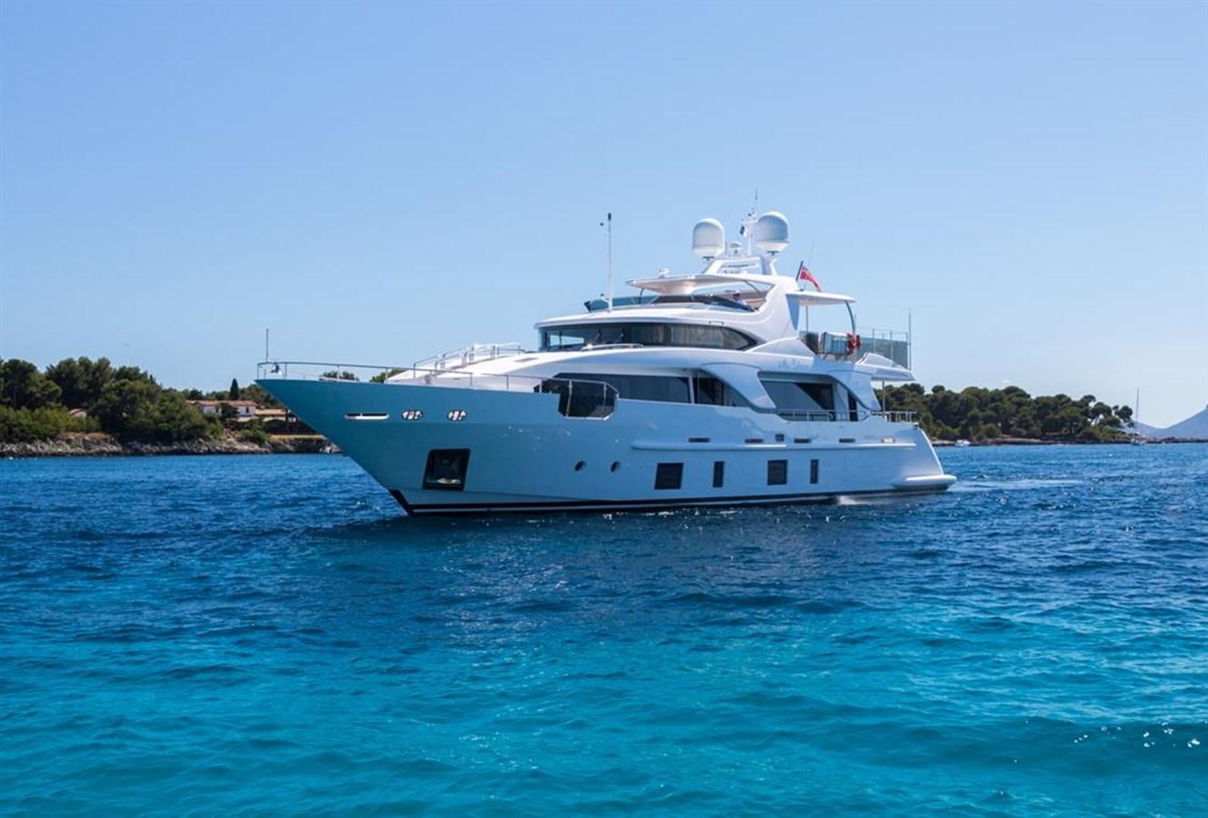 a white boat in the water aboard GALA Yacht for Sale
