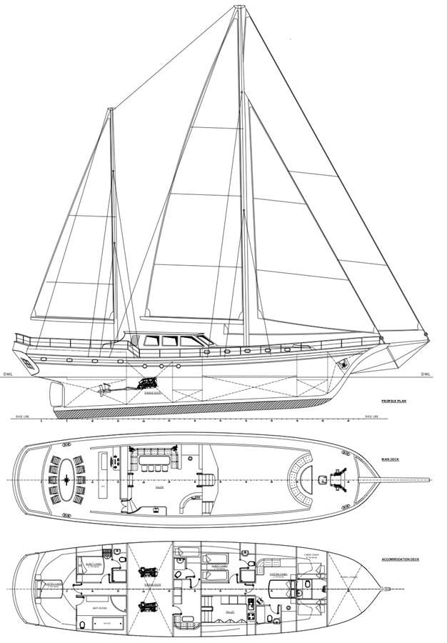 diagram, engineering drawing aboard ARABELLA Yacht for Sale