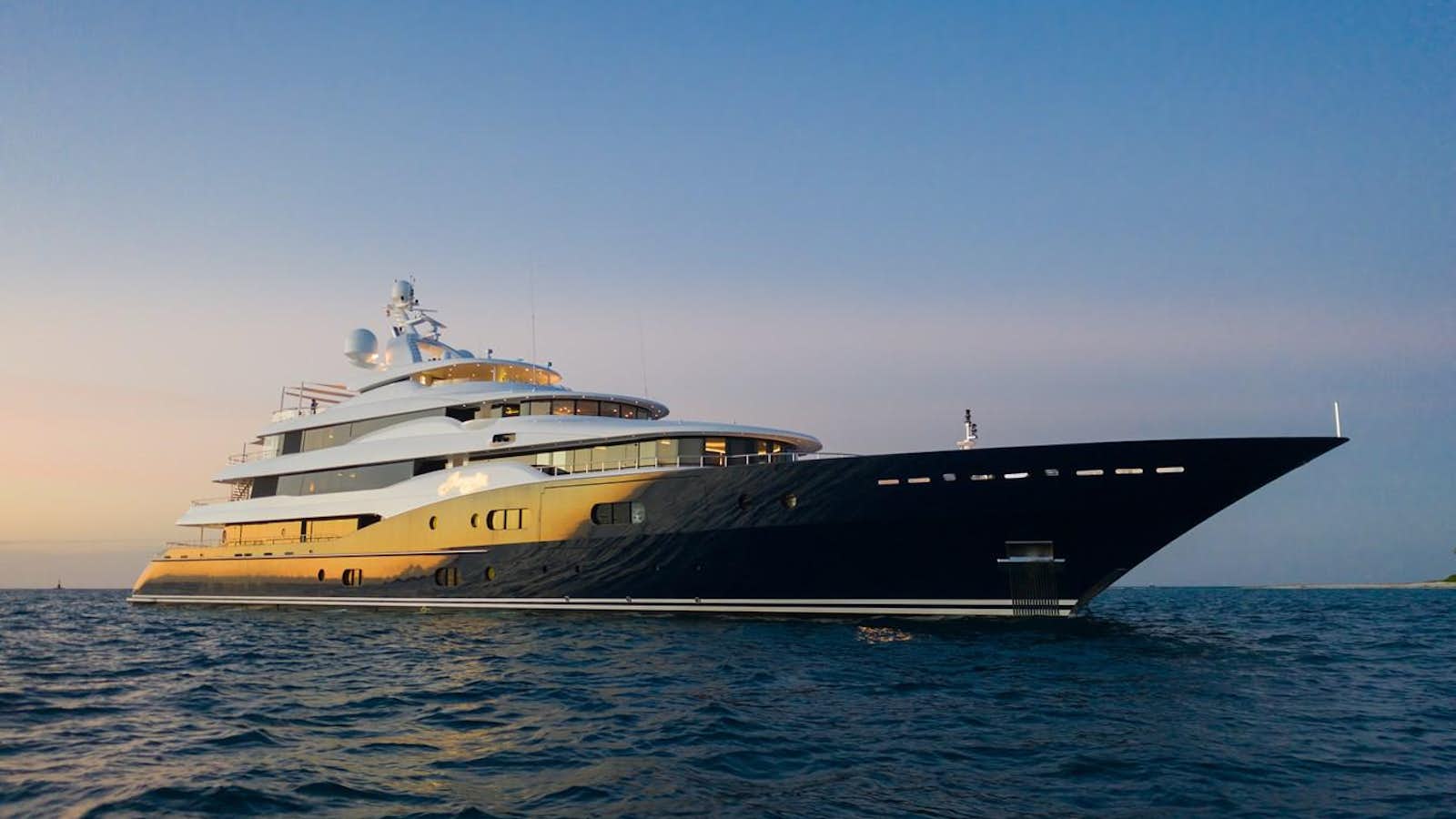 a large ship in the water aboard AMARYLLIS Yacht for Sale