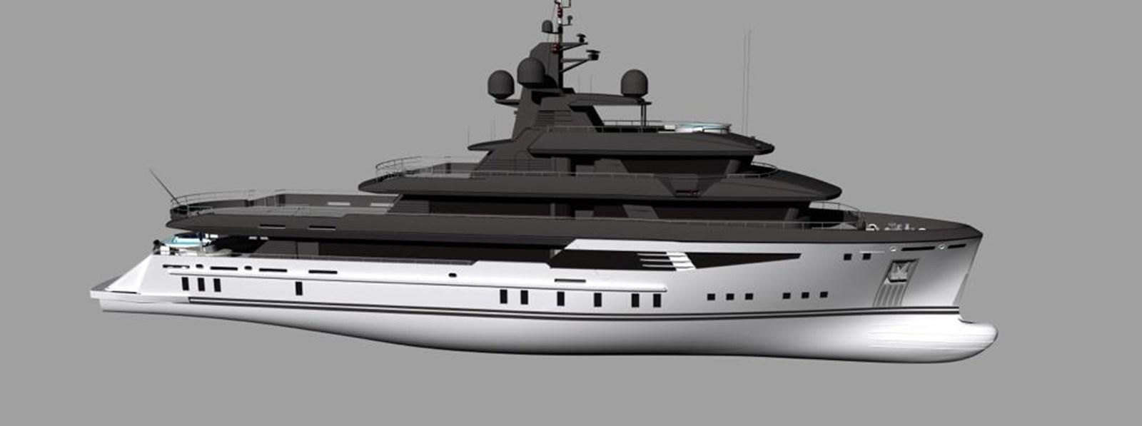 a black and white photo of a white boat aboard PROJECT ICE Yacht for Sale