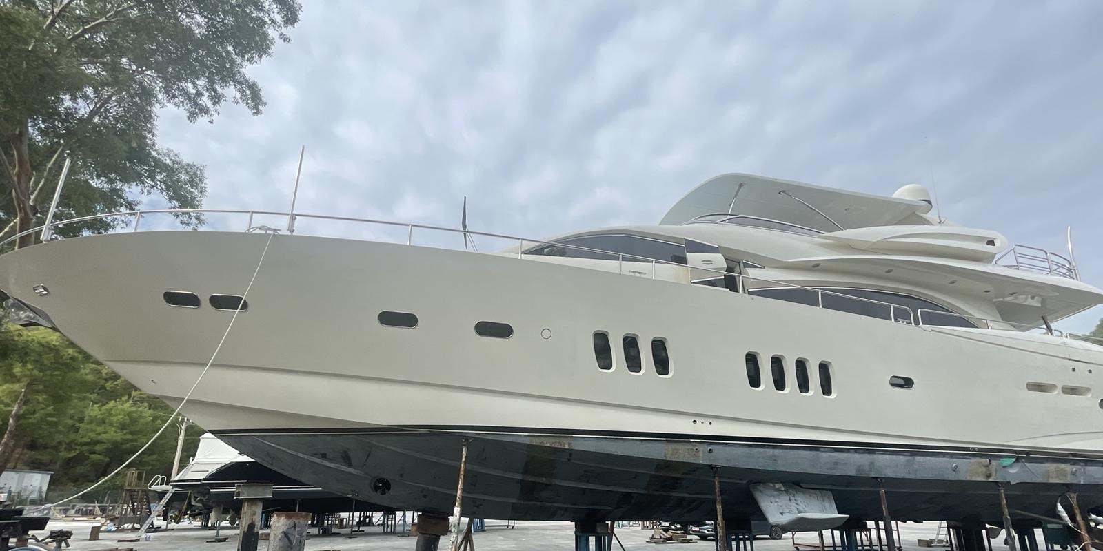 a large white yacht aboard SWORDFISH 68 Yacht for Sale