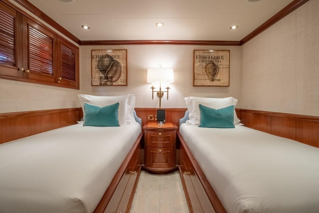 a room with two beds aboard MISS STEPHANIE Yacht for Sale