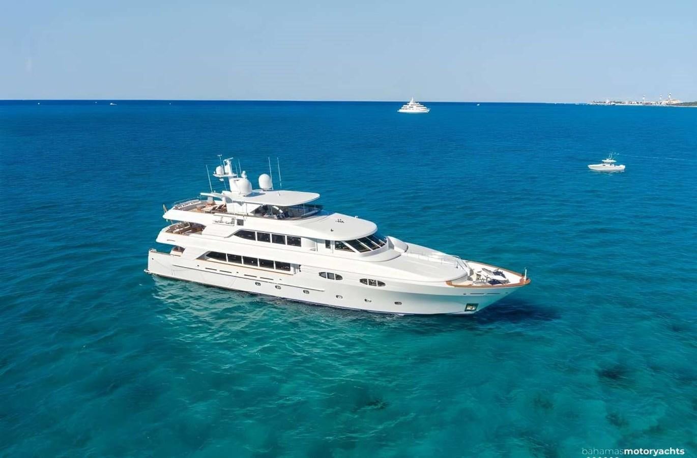 a white yacht in the ocean aboard MISS STEPHANIE Yacht for Sale