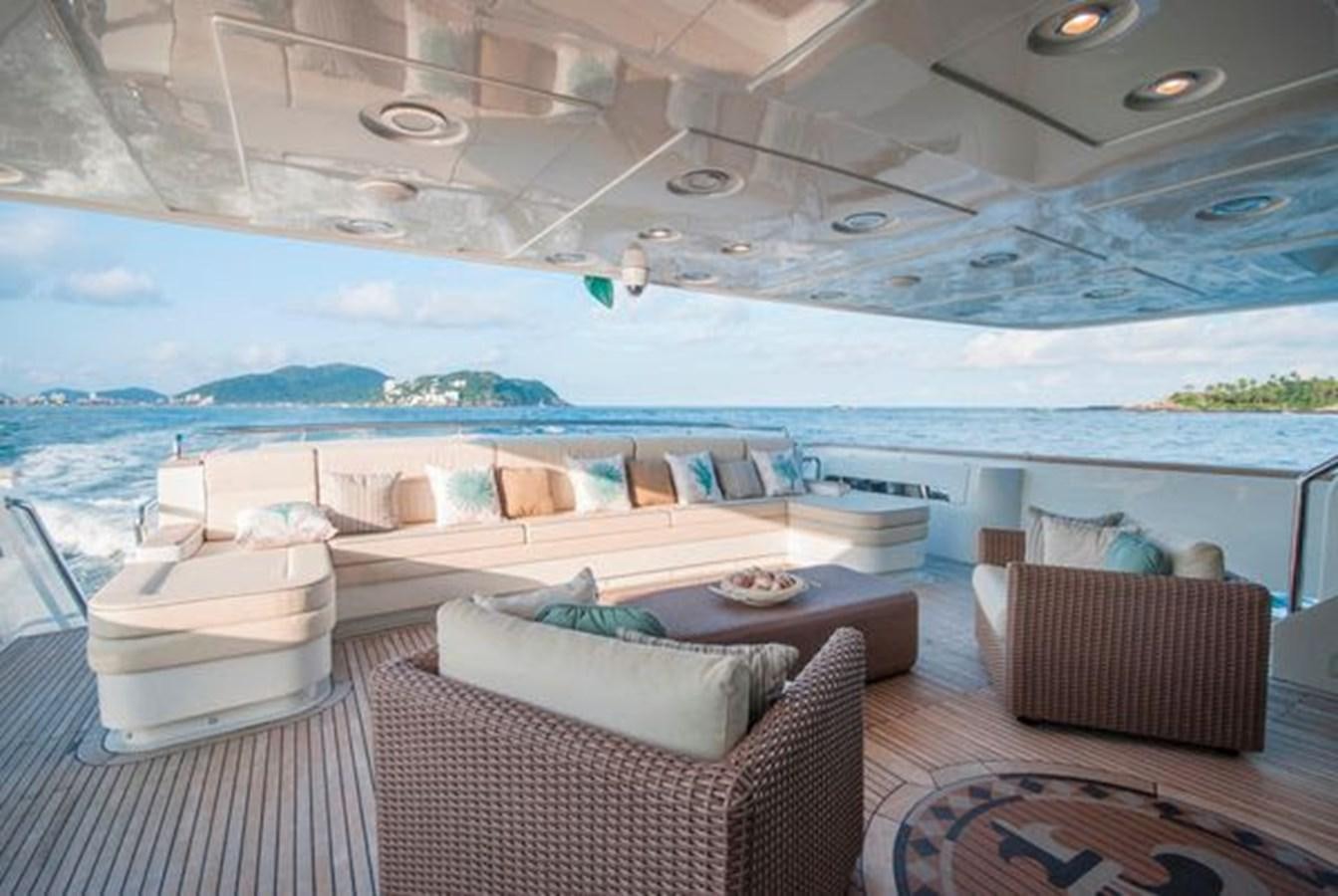 a lounge area with a large swimming pool aboard 2024 MCP MY 140 Yacht for Sale