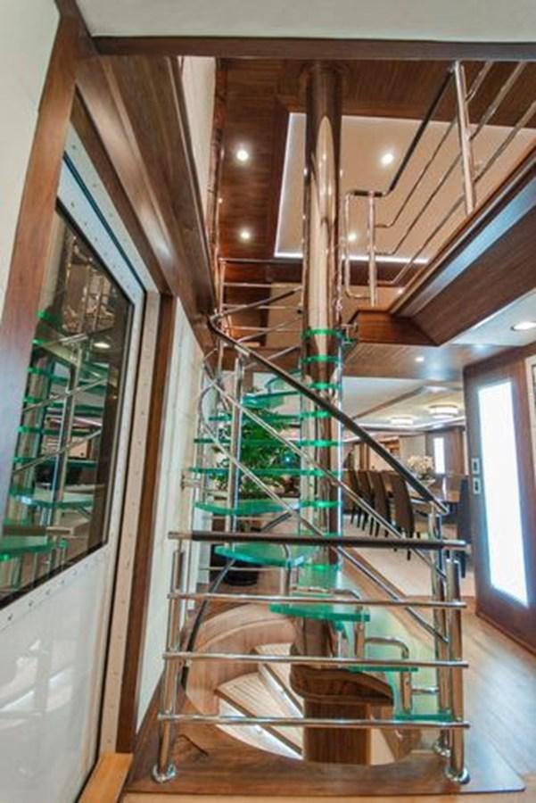 a spiral staircase inside a building aboard 2024 MCP MY 140 Yacht for Sale