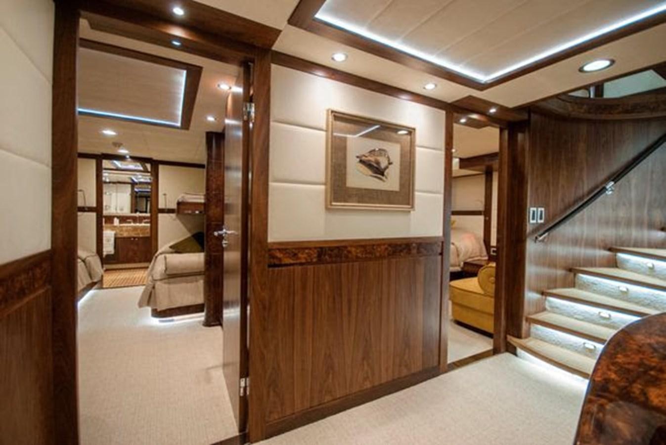 a room with bunk beds aboard 2024 MCP MY 140 Yacht for Sale