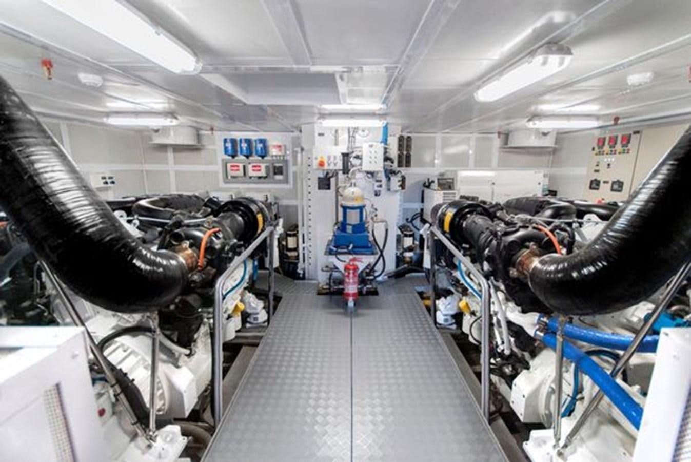 a room with pipes and tubes aboard 2024 MCP 106 LE Yacht for Sale