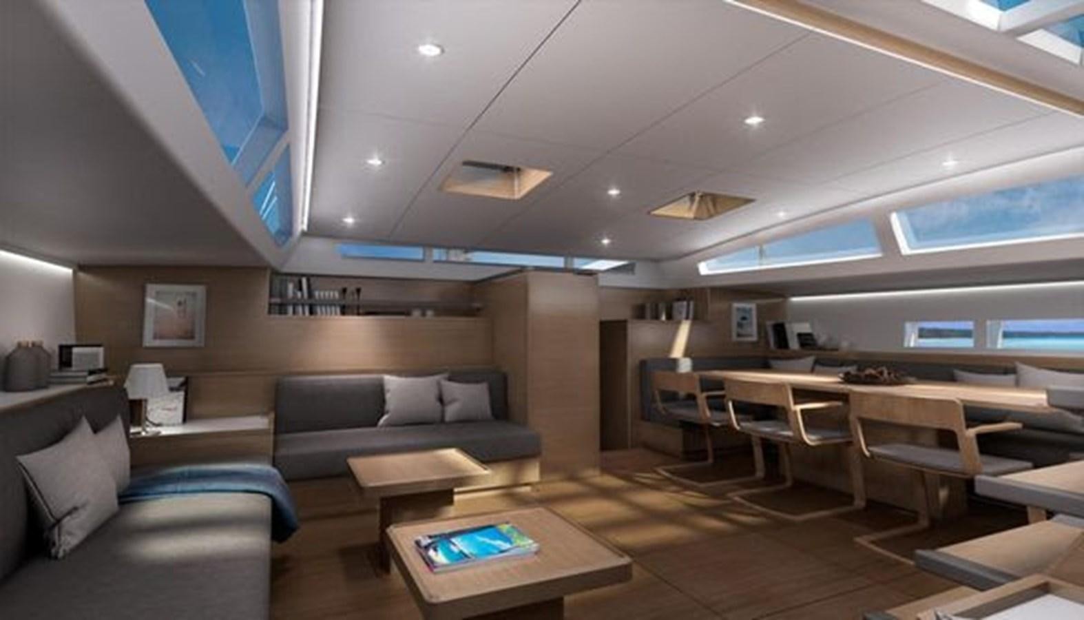 a room with a couch and a table aboard 2024 MCP SILVER BULLET 100 Yacht for Sale