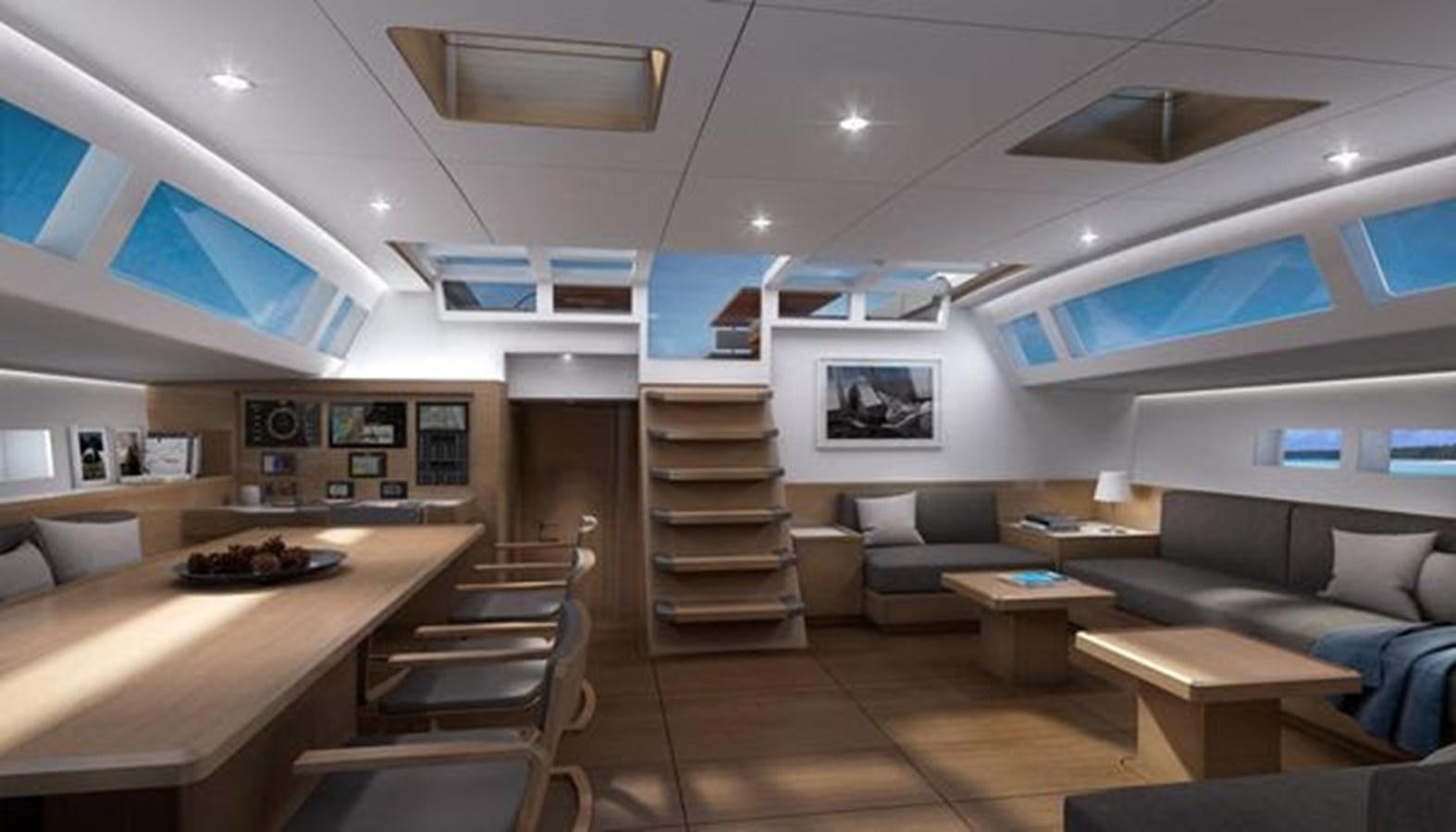 a room with a couch and a table aboard 2024 MCP SILVER BULLET 100 Yacht for Sale