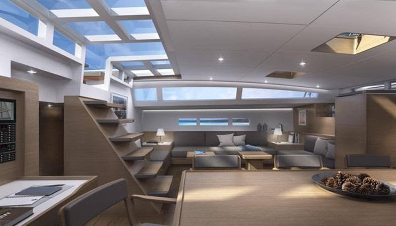 a room with a couch and a table aboard 2024 MCP SILVER BULLET 100 Yacht for Sale