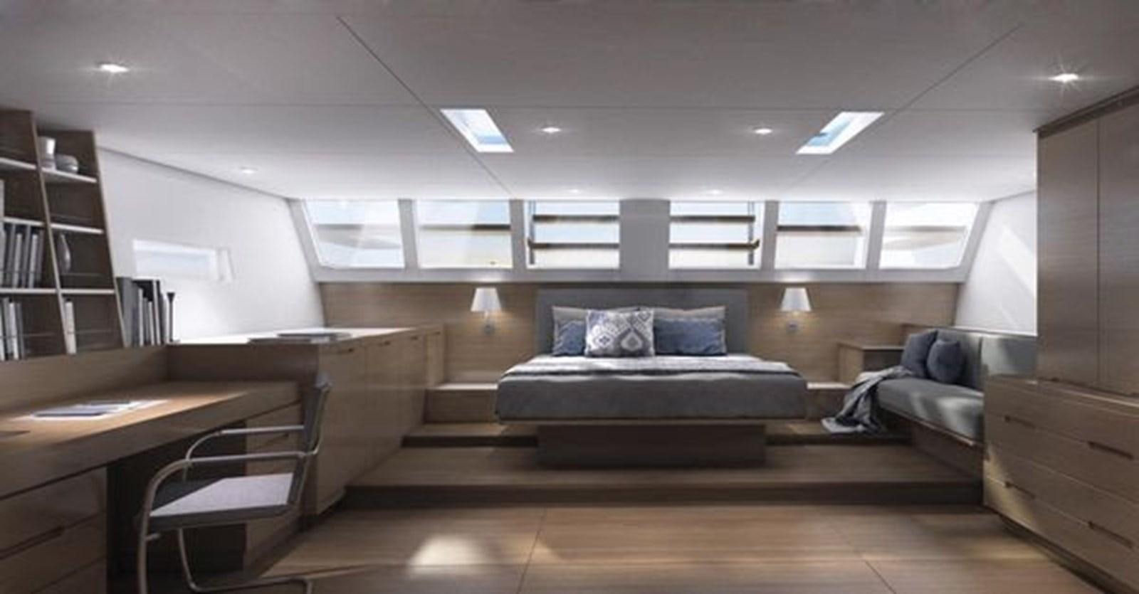 a room with a couch and a table aboard 2024 MCP SILVER BULLET 100 Yacht for Sale