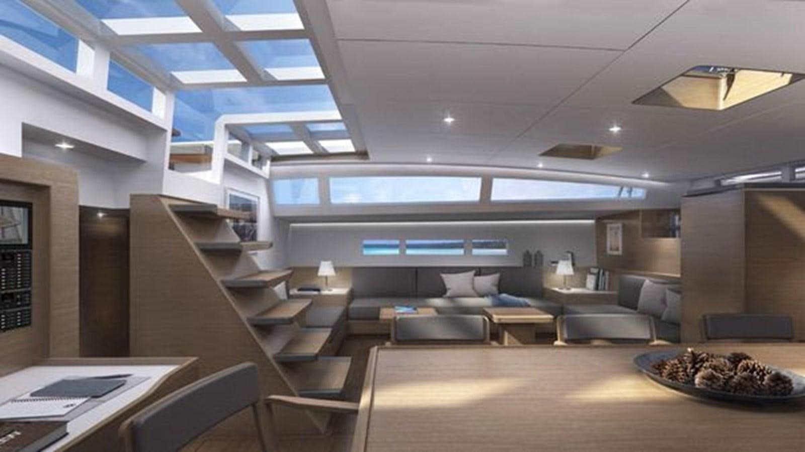 a room with a large table and chairs aboard 2024 MCP SILVER BULLET 100 Yacht for Sale