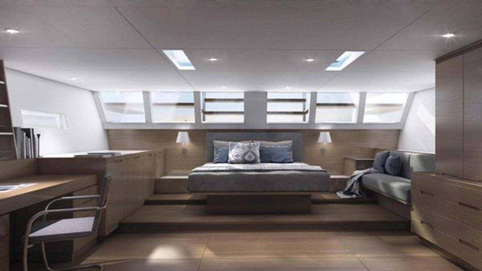 a room with a couch and a table aboard 2024 MCP SILVER BULLET 100 Yacht for Sale