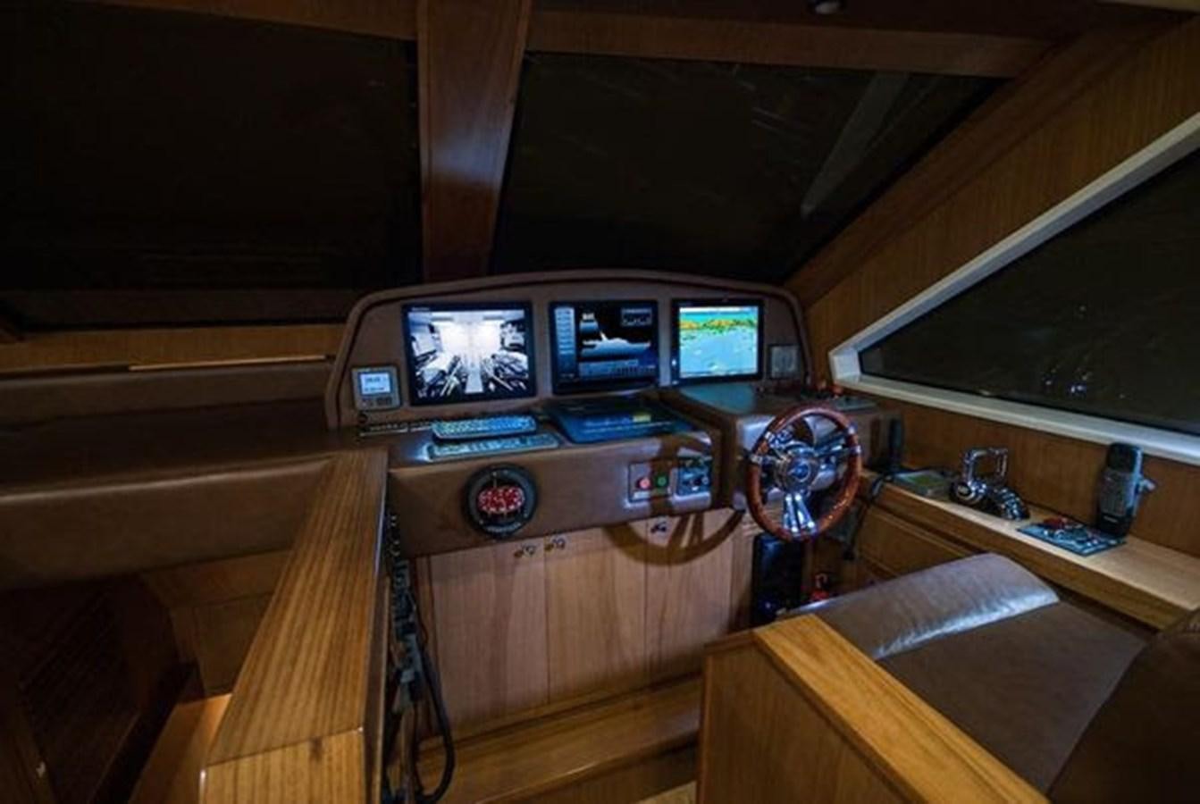 a wooden table with a few electronic devices on it aboard 2024 MCP 76 MY Yacht for Sale