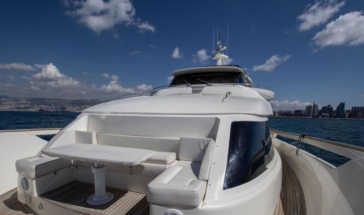 a white boat on a dock aboard NAVETTA 28 Yacht for Sale
