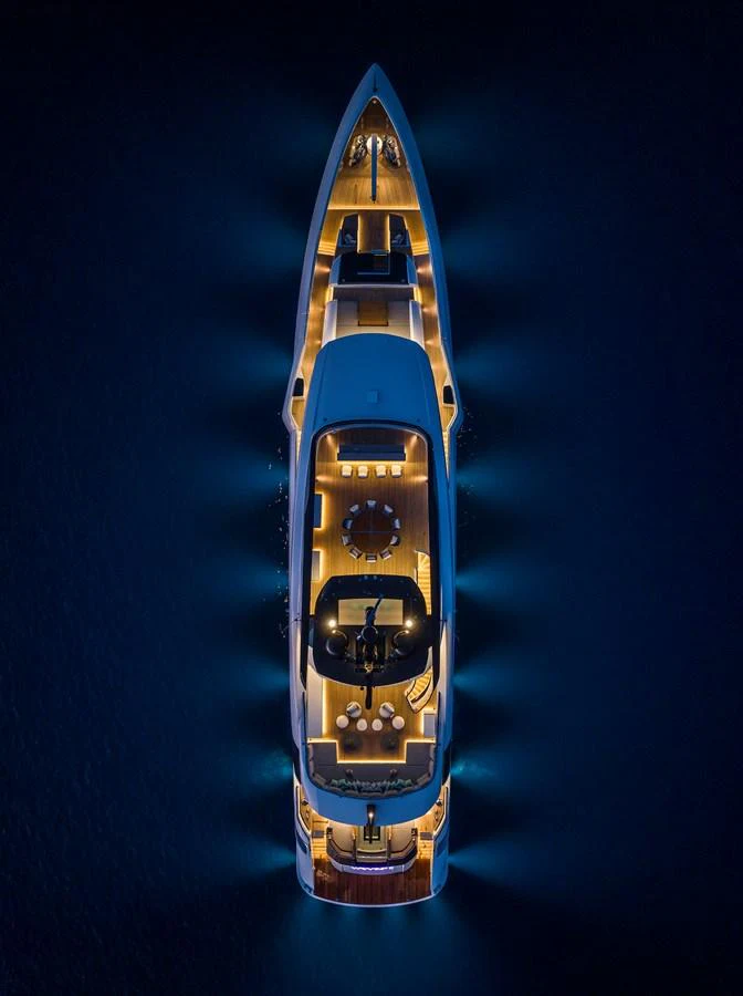 a lit up tower aboard ISA GT 45 Yacht for Sale