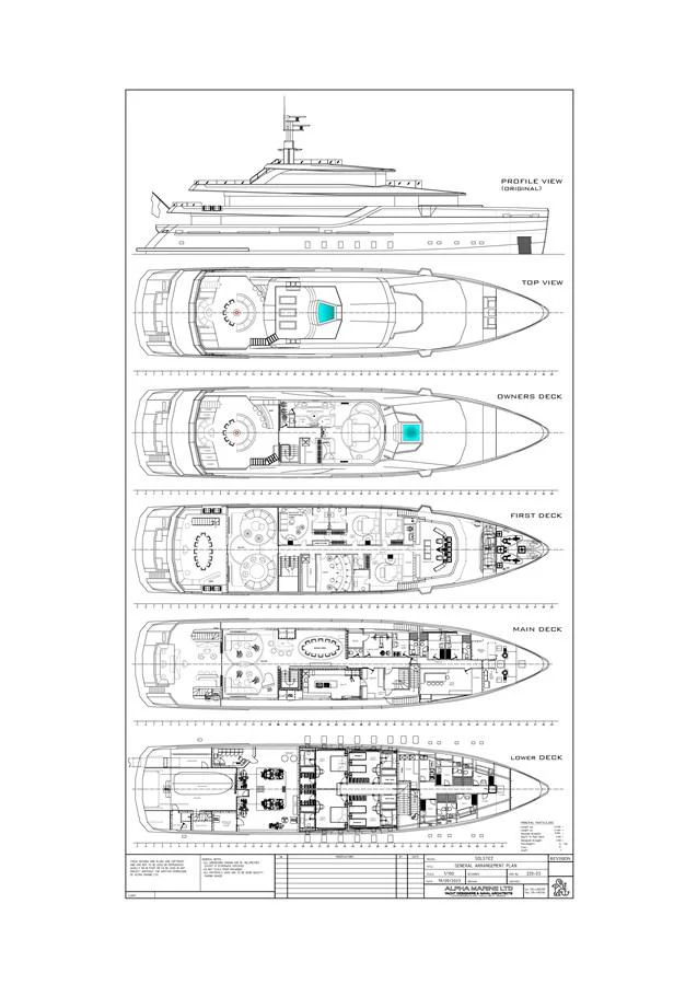 diagram aboard SOLSTICE Yacht for Sale