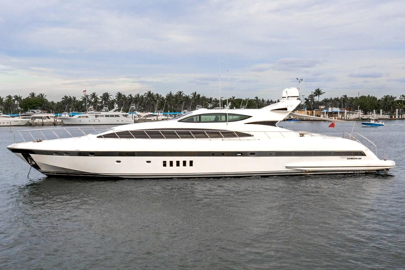 a white yacht in a harbor aboard DAYA Yacht for Sale