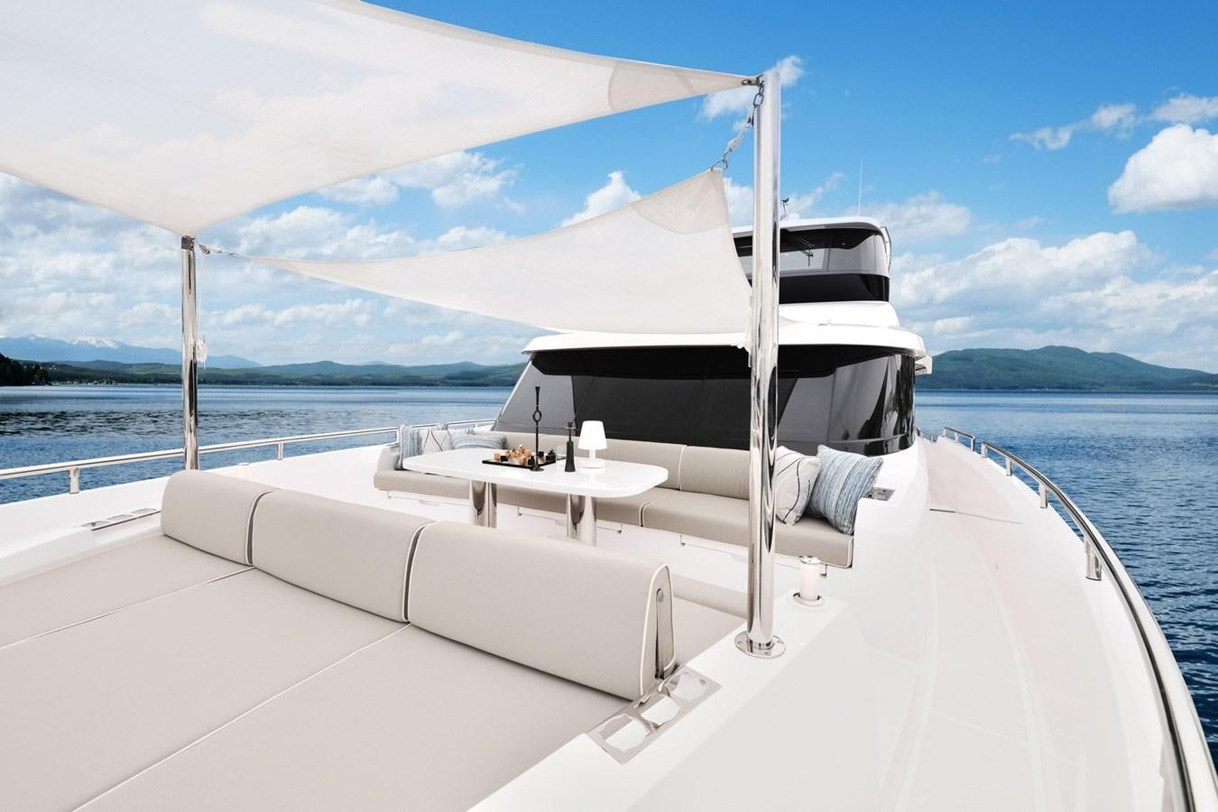 a boat on the water aboard HORIZON V77 CMY / AVAILABLE NOW Yacht for Sale