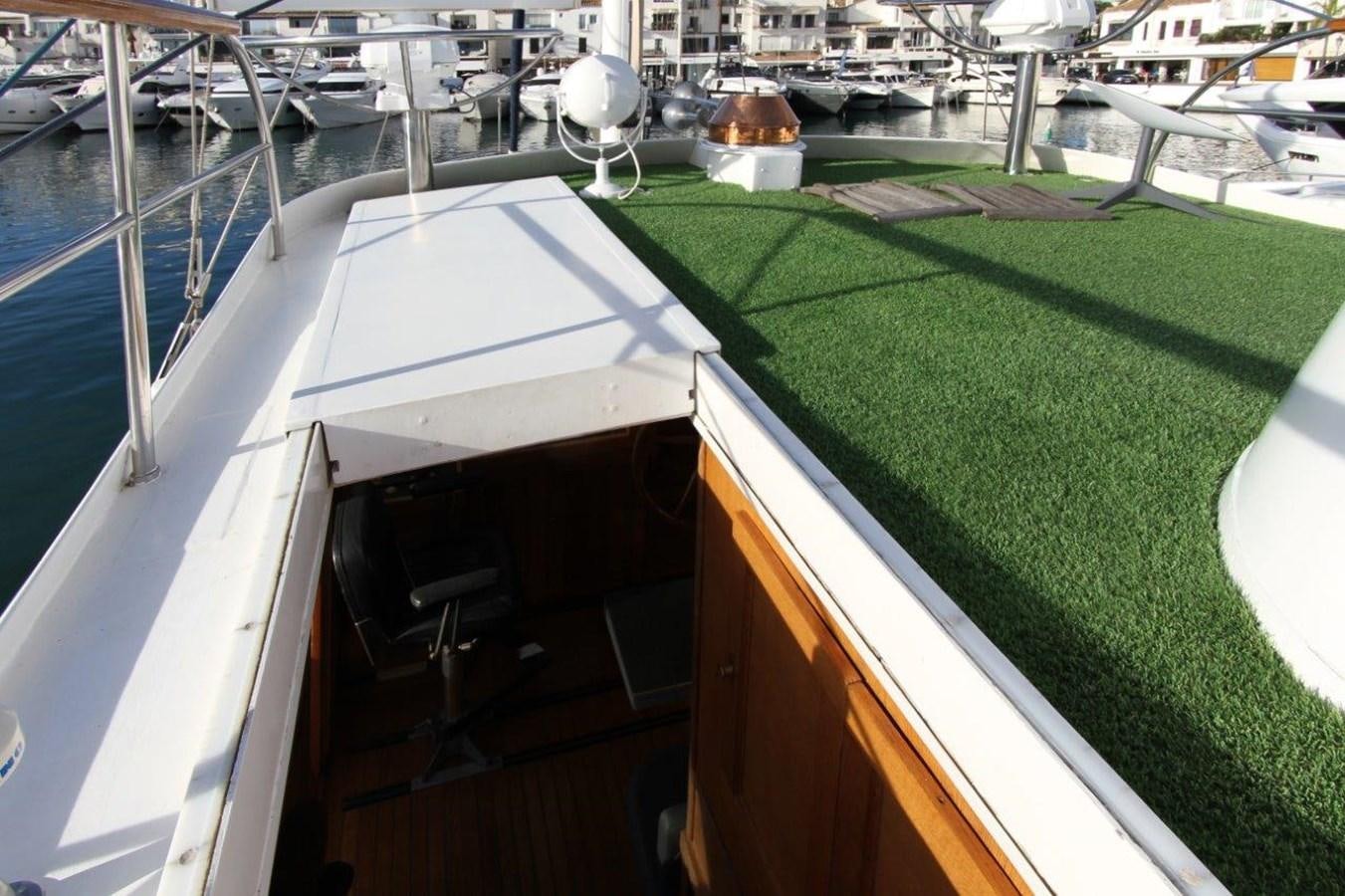 a deck with a green lawn aboard COLUMBUS Yacht for Sale