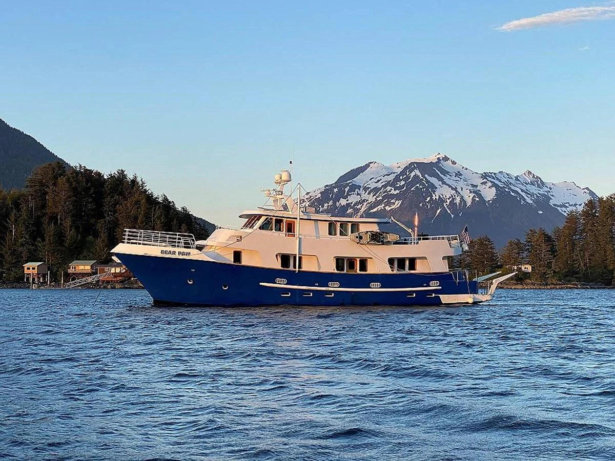 a boat in the water aboard BEAR PAW Yacht for Sale