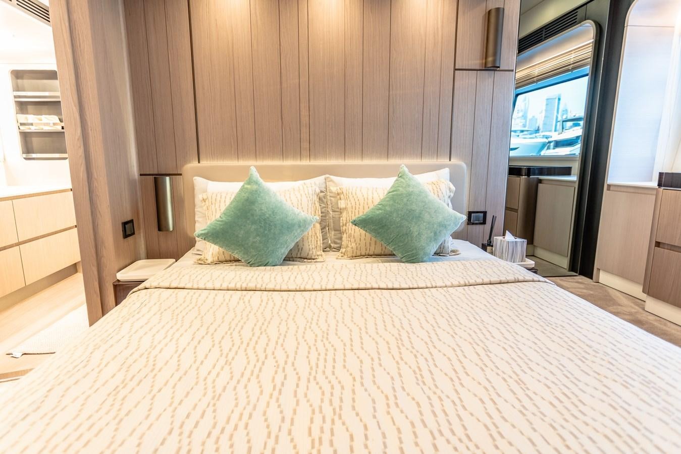 a bed with pillows aboard ATLANTIS Yacht for Sale