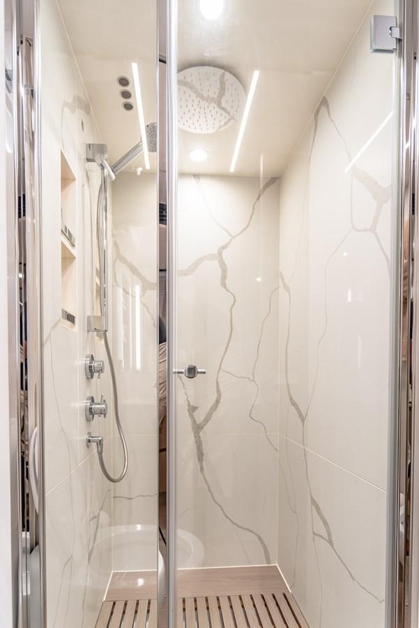 a shower with a glass door aboard ATLANTIS Yacht for Sale