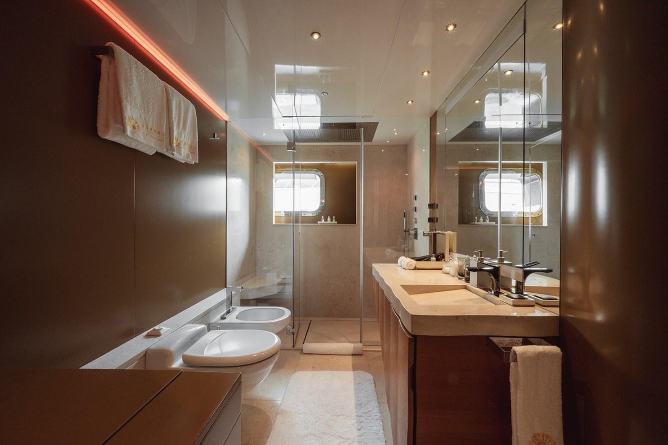 a bathroom with a sink and a toilet aboard NONNI II Yacht for Sale