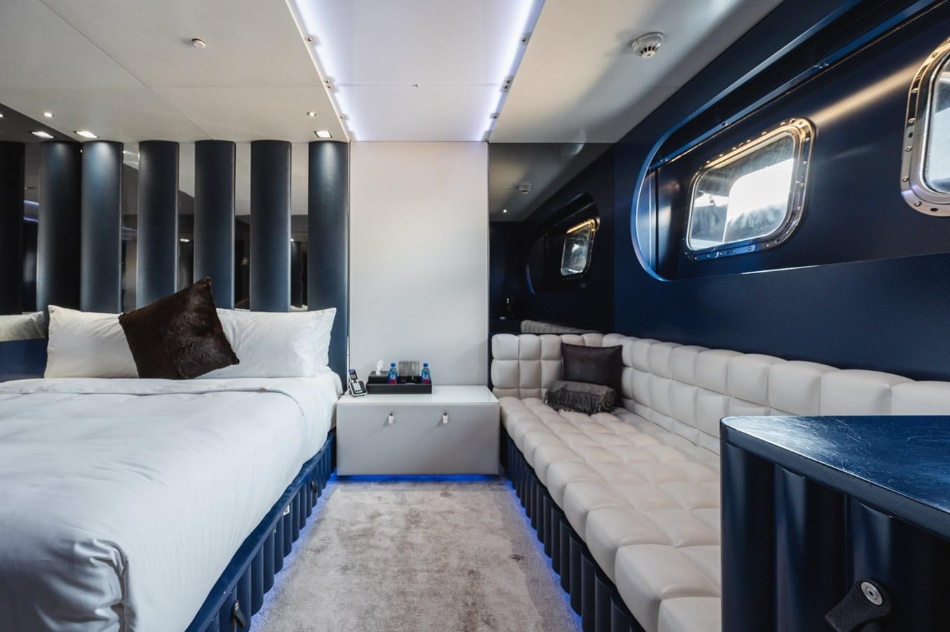 a room with two beds aboard NONNI II Yacht for Sale