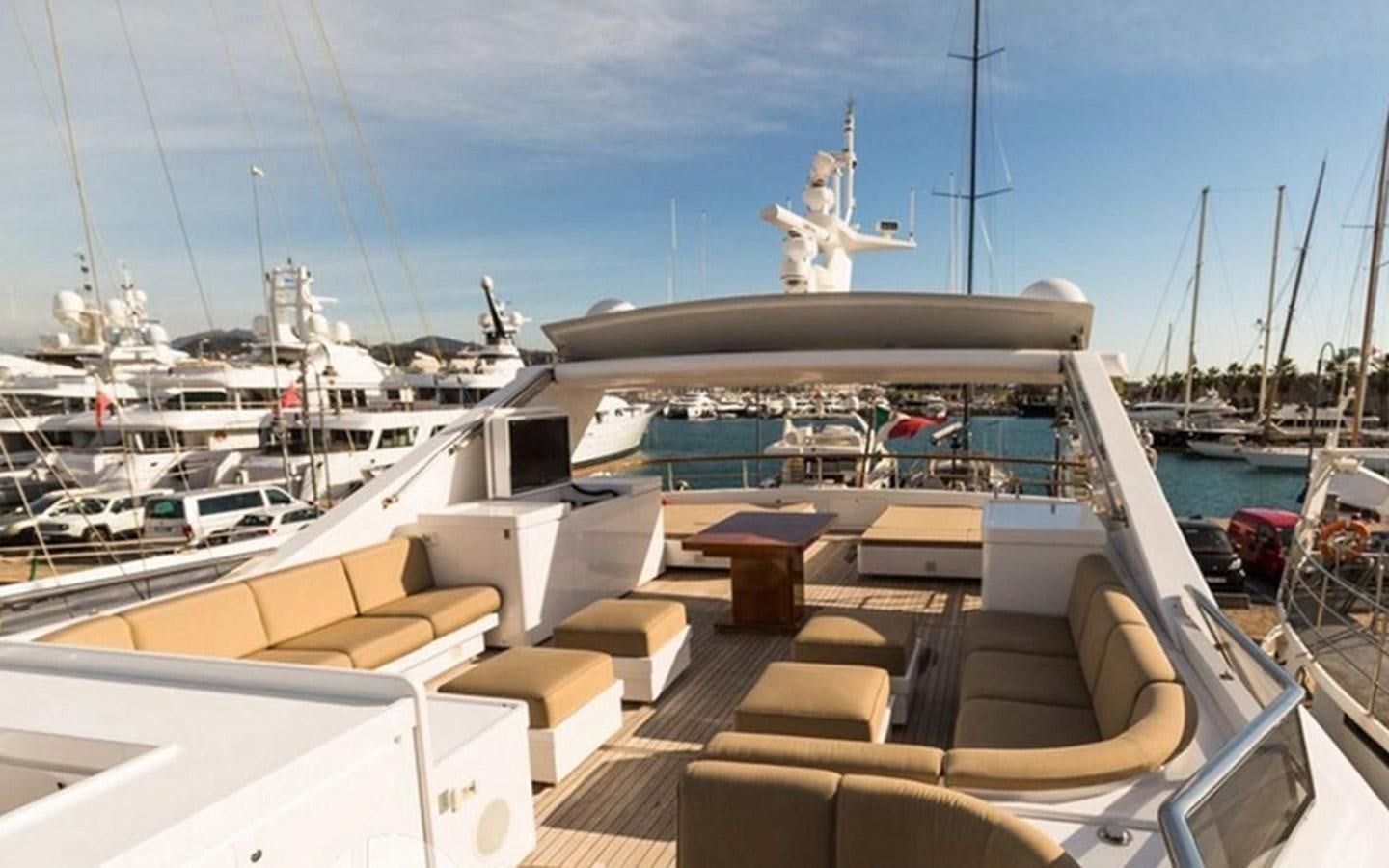 a white cat on a roof aboard ZOO Yacht for Sale