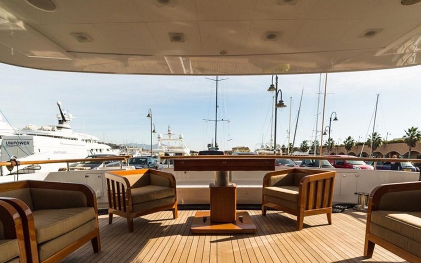 a room with a view of a harbor and boats aboard ZOO Yacht for Sale