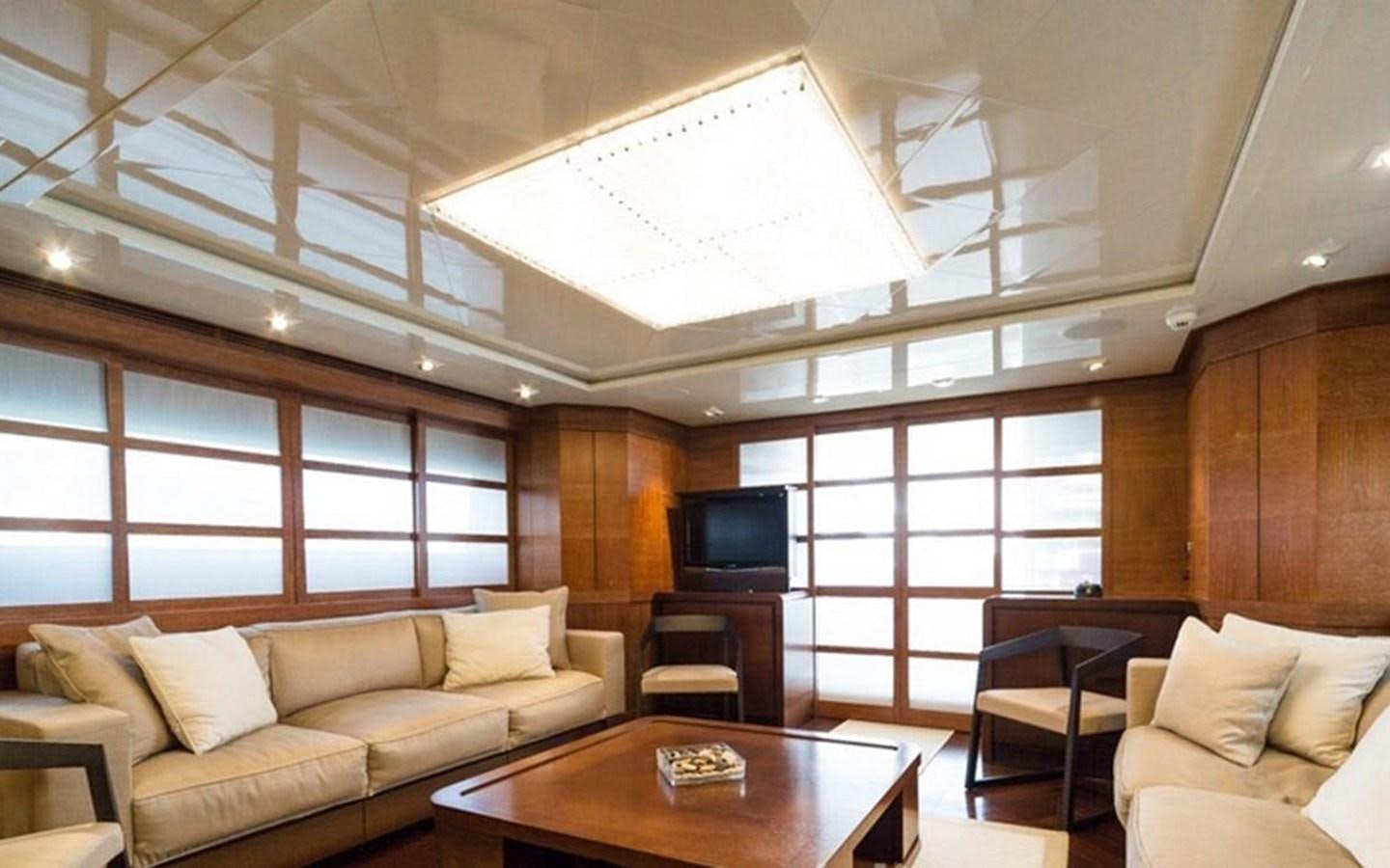 a living room with a large window aboard ZOO Yacht for Sale