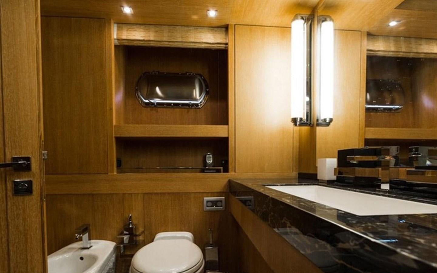 a bathroom with a sink and a toilet aboard ZOO Yacht for Sale