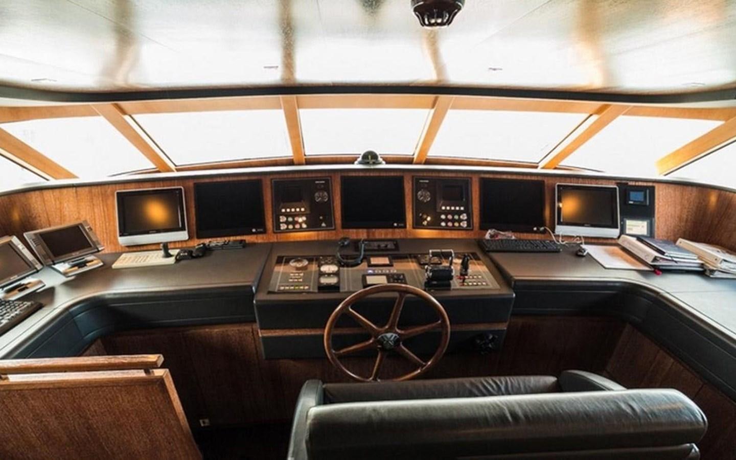a control room with a bicycle aboard ZOO Yacht for Sale